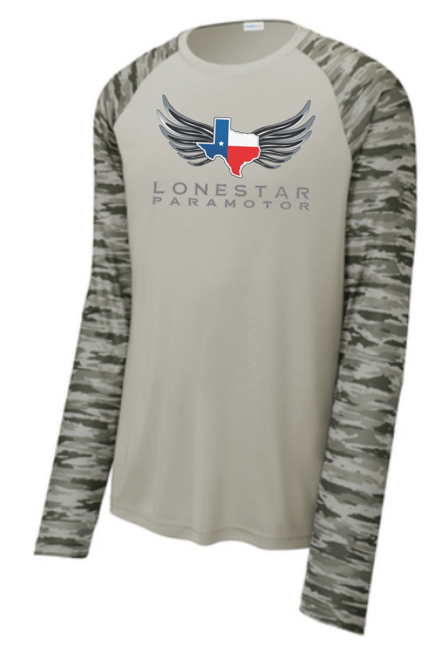 Lone Star Paramotor Drift Camo Long Sleeve Colorblock Tee