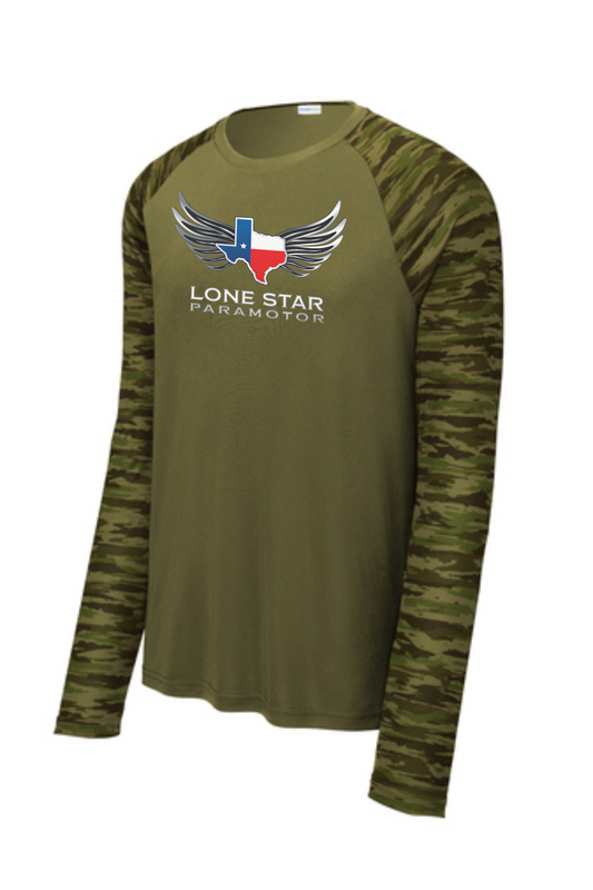 Lone Star Paramotor Drift Camo Long Sleeve Colorblock Tee